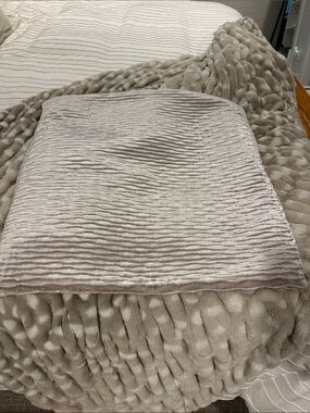 Callisto Home Plush Ribbed Accent Pillow Cover in Taupe